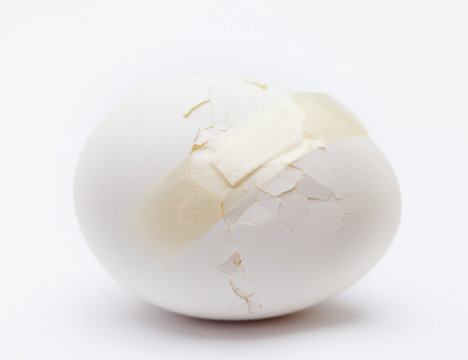 Cracked white egg