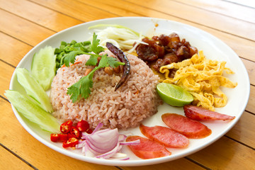 Rice Mixed with Shrimp paste, Thai style