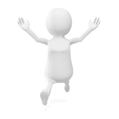 happy white 3d cartoon man running forward