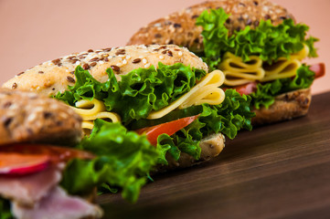 Tasty natural lunch with sandwich