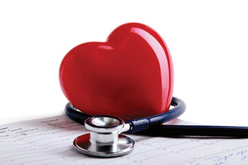 Red heart and a stethoscope