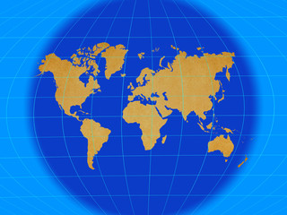 World Map on dark blue background.