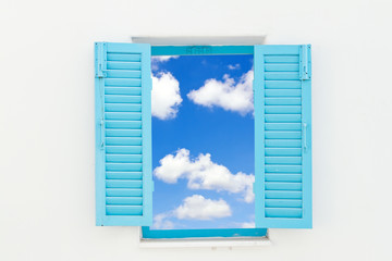 Greek Style windows with blue sky