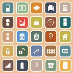 House related flat icons on orange background