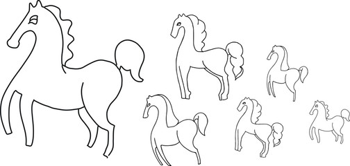 horses outline on a white background