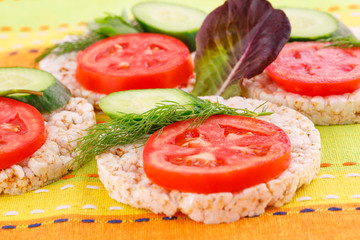 Puffed rice crackers sandwiches