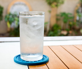 glass with ice water