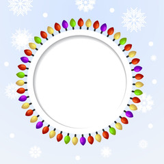 Round abstract background with Christmas lights