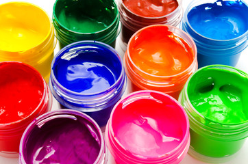 Gouache paint isolated on white