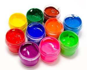 Gouache paint isolated on a white