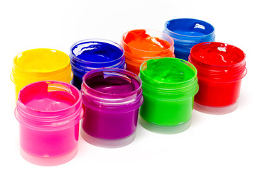 Gouache paint isolated on a white