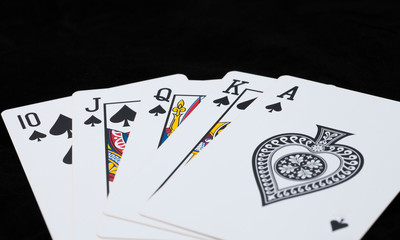 Royal Flush on black background