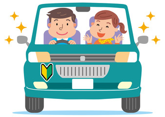 男女　車　運転　初心者マーク
