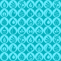 Seamless pattern with water icons in flat design style.