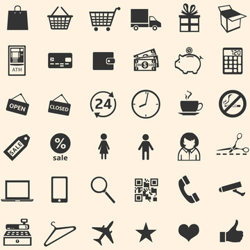 vector set of 36 shopping icons