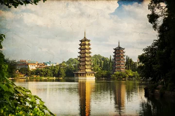 Foto auf Glas Pagodas Riming Shuang Ta - Guilin - China © lapas77