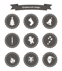 Christmas retro badges vector