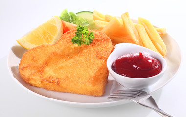 Golden fried escalope or schnitzel