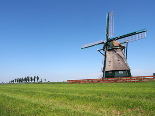 Fototapeta na wymiar Windmill in Beemster Polder, a UNESCO World Heritage Site, the Netherlands