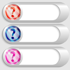 Obraz premium set of three silver buttons with question mark