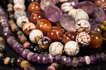 beads of different stones close-up