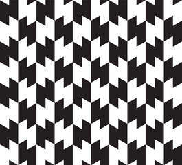 Black and White Zig Zag Vector Seamless Pattern Background.