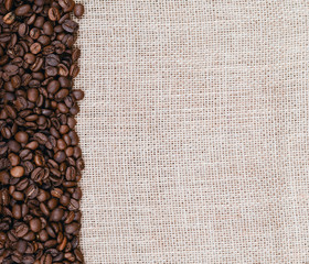 Burlap and coffee grains