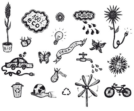 Hand Drawn Bio And Ecology Icons