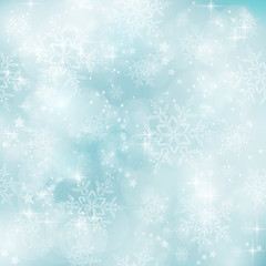 Naklejka na ściany i meble Soft and blurry pastel blue Winter, Christmas pattern