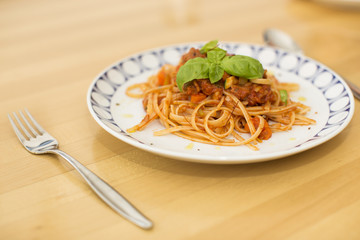 Italian spaghetti with tomato sauce