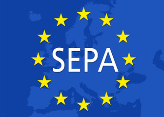 Europakarte mit SEPA und Sternen