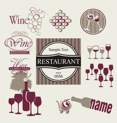 Set of wine and drink design elements