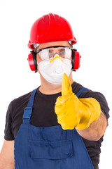 worker isolated in white