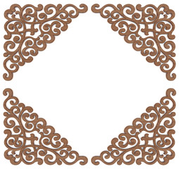 carved wooden pattern on white background