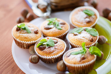 sweet curd cupcakes with hazelnuts