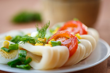 egg salad and squid