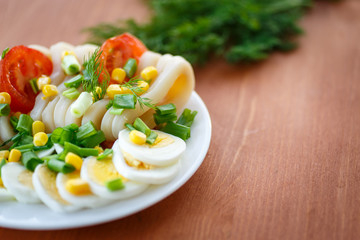 egg salad and squid