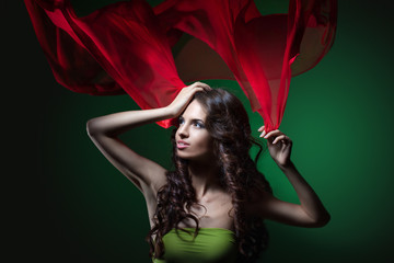 Naklejka premium long hair girl hands up