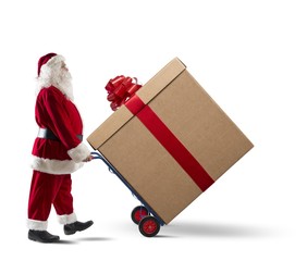 Santa Claus with big Christmas present
