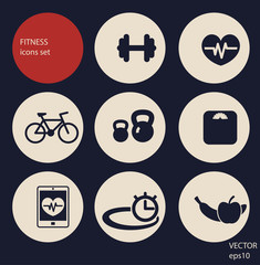 fitness icons set