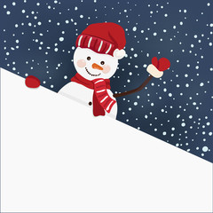Snowman holding for a banner in vector