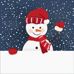 Cartoon design, christmas banner with snowman in vector