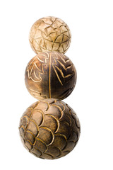 Close-up of decorative wooden balls