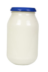 Close-up of a mayonnaise jar