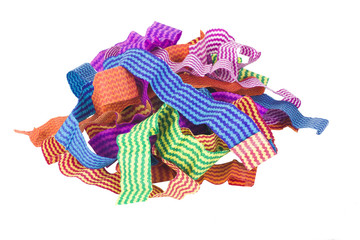 Close-up of tangled paper ribbons