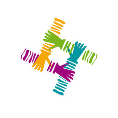 Vector logo teamwork, hands crossed