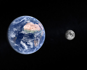 Naklejka premium Planet Earth and our Moon