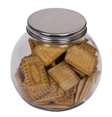 Close-up of a jar full of biscuits
