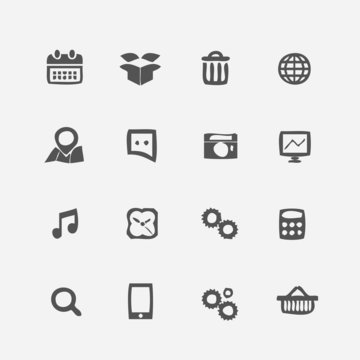 Different application icons set. Crumpled style