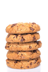 Chocolate chips cookies isolated on white